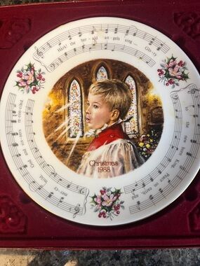 Royal Doulton Christmas Choirboy Hark the Herald Plate with Red and Gold Accents